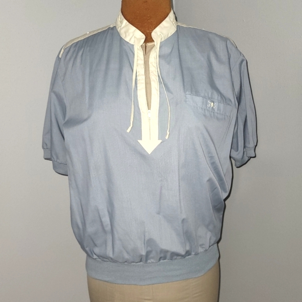 VNTG 80's Sergio Valente banded 1/4 zip shirt SzL